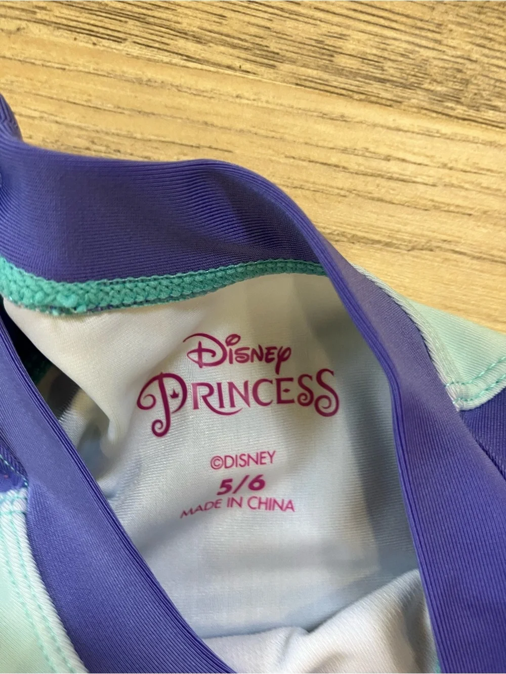Girls' Blue & Purple Little Mermaid Rash Guard Top and Swimsuit Set